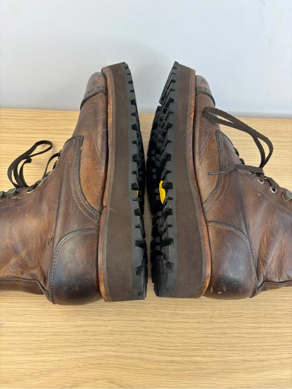 Jim Green 719 Men's 8-8.5 Brown Durable Leather Lace-Up Work Boots